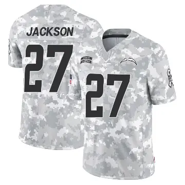 ＃27 Men's JaQuae Jackson Arctic Camo Limited Los Angeles Chargers 2024 Salute to Service Jersey