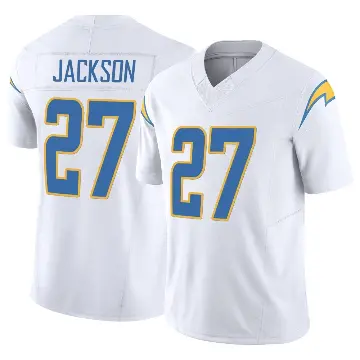 ＃27 Men's JaQuae Jackson White Limited Los Angeles Chargers Vapor F.U.S.E. Jersey