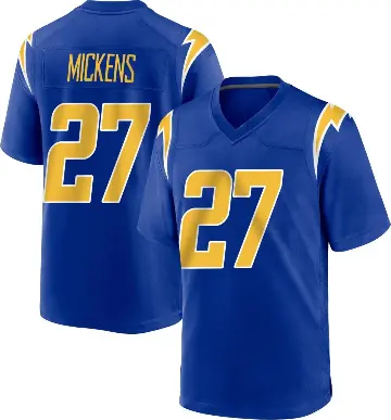 ＃27 Men's RJ Mickens Royal Game Los Angeles Chargers 2nd Alternate Jersey