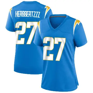 ＃27 Women's JaQuae Jackson Blue Game Los Angeles Chargers Powder Alternate Jersey