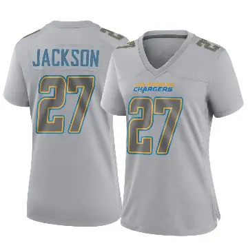 ＃27 Women's JaQuae Jackson Gray Game Los Angeles Chargers Atmosphere Fashion Jersey