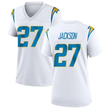 ＃27 Women's JaQuae Jackson White Game Los Angeles Chargers Jersey