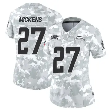 ＃27 Women's RJ Mickens Arctic Camo Limited Los Angeles Chargers 2024 Salute to Service Jersey