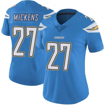 ＃27 Women's RJ Mickens Blue Limited Los Angeles Chargers Powder Vapor Untouchable Alternate Jersey