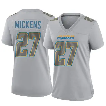 ＃27 Women's RJ Mickens Gray Game Los Angeles Chargers Atmosphere Fashion Jersey