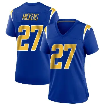 ＃27 Women's RJ Mickens Royal Game Los Angeles Chargers 2nd Alternate Jersey