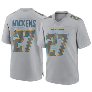 ＃27 Youth RJ Mickens Gray Game Los Angeles Chargers Atmosphere Fashion Jersey