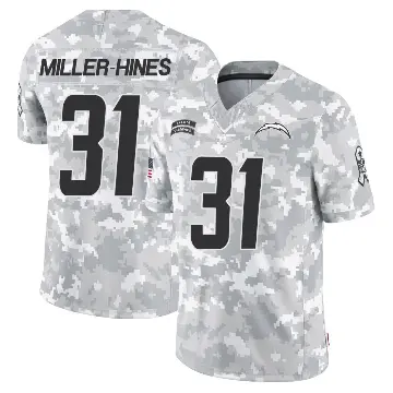 ＃31 Men's Nyheim Miller-Hines Arctic Camo Limited Los Angeles Chargers 2024 Salute to Service Jersey