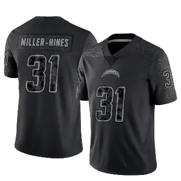 ＃31 Men's Nyheim Miller-Hines Black Limited Los Angeles Chargers Reflective Jersey
