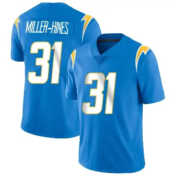 ＃31 Men's Nyheim Miller-Hines Blue Limited Los Angeles Chargers Powder Vapor Untouchable Alternate Jersey