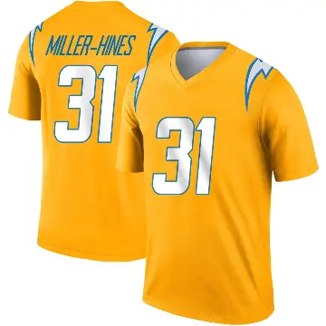 ＃31 Men's Nyheim Miller-Hines Gold Legend Los Angeles Chargers Inverted Jersey