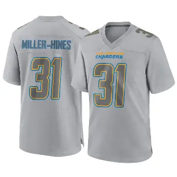 ＃31 Men's Nyheim Miller-Hines Gray Game Los Angeles Chargers Atmosphere Fashion Jersey