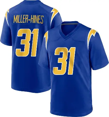 ＃31 Men's Nyheim Miller-Hines Royal Game Los Angeles Chargers 2nd Alternate Jersey