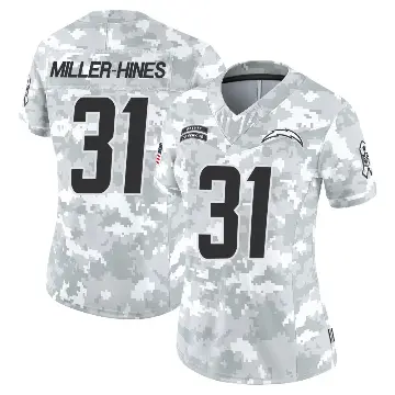 ＃31 Women's Nyheim Miller-Hines Arctic Camo Limited Los Angeles Chargers 2024 Salute to Service Jersey