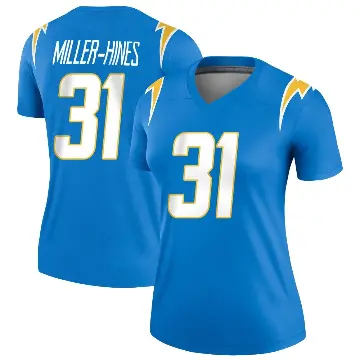 ＃31 Women's Nyheim Miller-Hines Blue Legend Los Angeles Chargers Powder Jersey