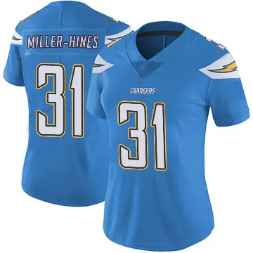 ＃31 Women's Nyheim Miller-Hines Blue Limited Los Angeles Chargers Powder Vapor Untouchable Alternate Jersey