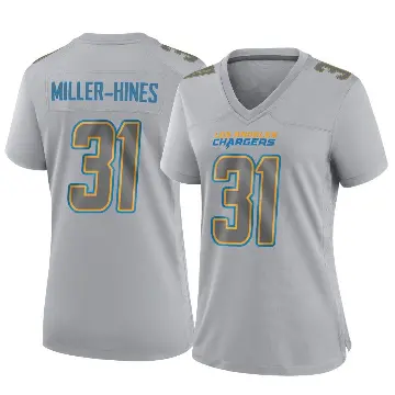 ＃31 Women's Nyheim Miller-Hines Gray Game Los Angeles Chargers Atmosphere Fashion Jersey