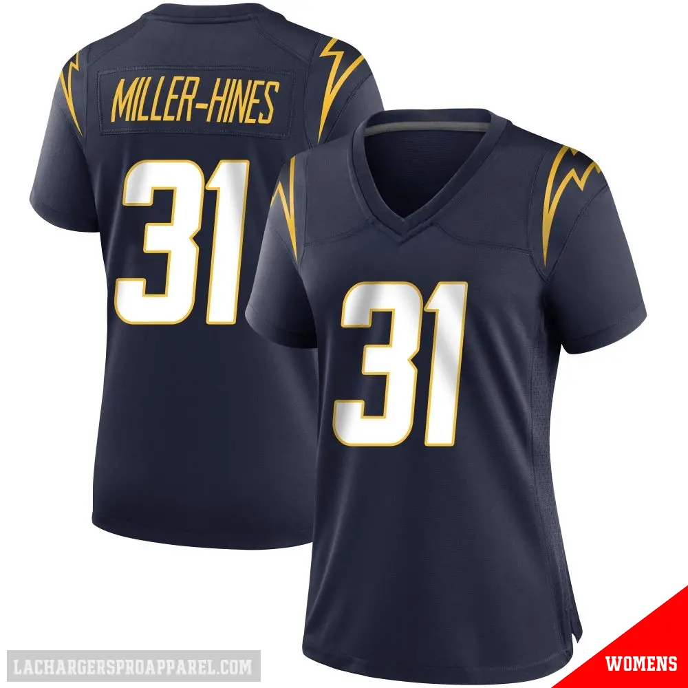 ＃31 Women's Nyheim Miller-Hines Navy Game Los Angeles Chargers Team Color Jersey