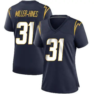 ＃31 Women's Nyheim Miller-Hines Navy Game Los Angeles Chargers Team Color Jersey
