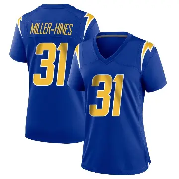 ＃31 Women's Nyheim Miller-Hines Royal Game Los Angeles Chargers 2nd Alternate Jersey