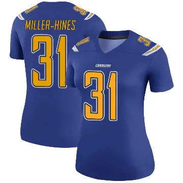 ＃31 Women's Nyheim Miller-Hines Royal Legend Los Angeles Chargers Color Rush Jersey