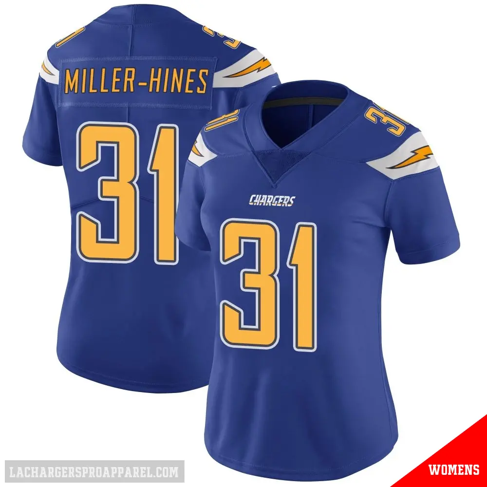 ＃31 Women's Nyheim Miller-Hines Royal Limited Los Angeles Chargers Color Rush Vapor Untouchable Jersey