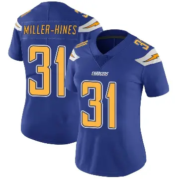 ＃31 Women's Nyheim Miller-Hines Royal Limited Los Angeles Chargers Color Rush Vapor Untouchable Jersey