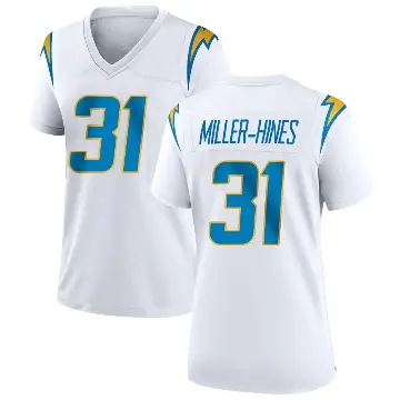 ＃31 Women's Nyheim Miller-Hines White Game Los Angeles Chargers Jersey