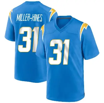 ＃31 Youth Nyheim Miller-Hines Blue Game Los Angeles Chargers Powder Alternate Jersey