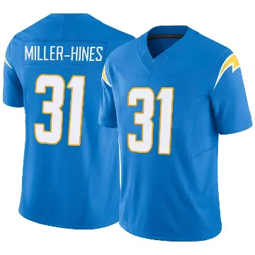 ＃31 Youth Nyheim Miller-Hines Blue Limited Los Angeles Chargers Powder Vapor F.U.S.E. Jersey