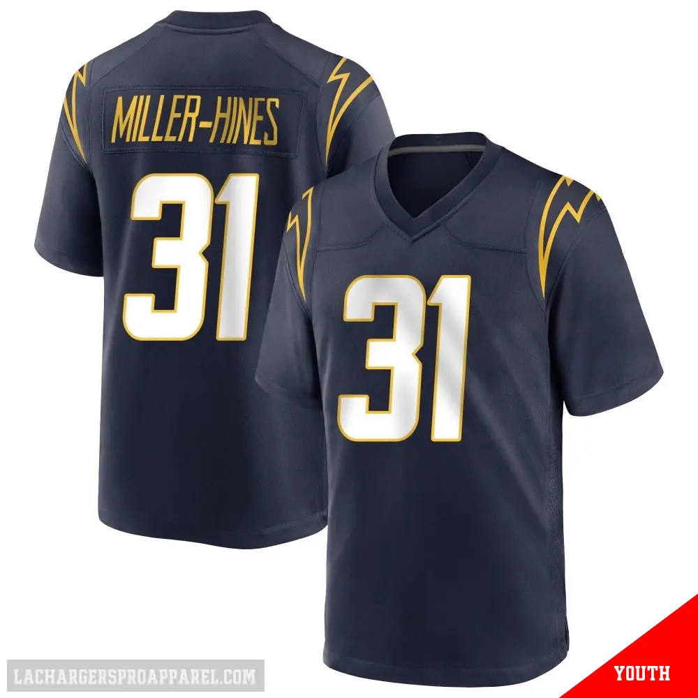 ＃31 Youth Nyheim Miller-Hines Navy Game Los Angeles Chargers Team Color Jersey