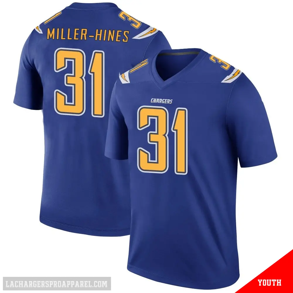 ＃31 Youth Nyheim Miller-Hines Royal Legend Los Angeles Chargers Color Rush Jersey