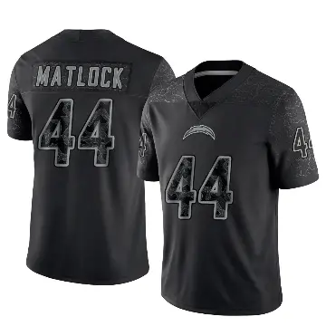 ＃44 Men's Scott Matlock Black Limited Los Angeles Chargers Reflective Jersey