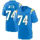 ＃74 Men's Ryan Nelson Blue Game Los Angeles Chargers Powder Alternate Jersey