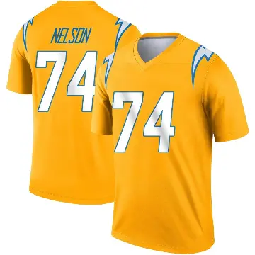 ＃74 Men's Ryan Nelson Gold Legend Los Angeles Chargers Inverted Jersey