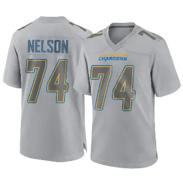 ＃74 Men's Ryan Nelson Gray Game Los Angeles Chargers Atmosphere Fashion Jersey