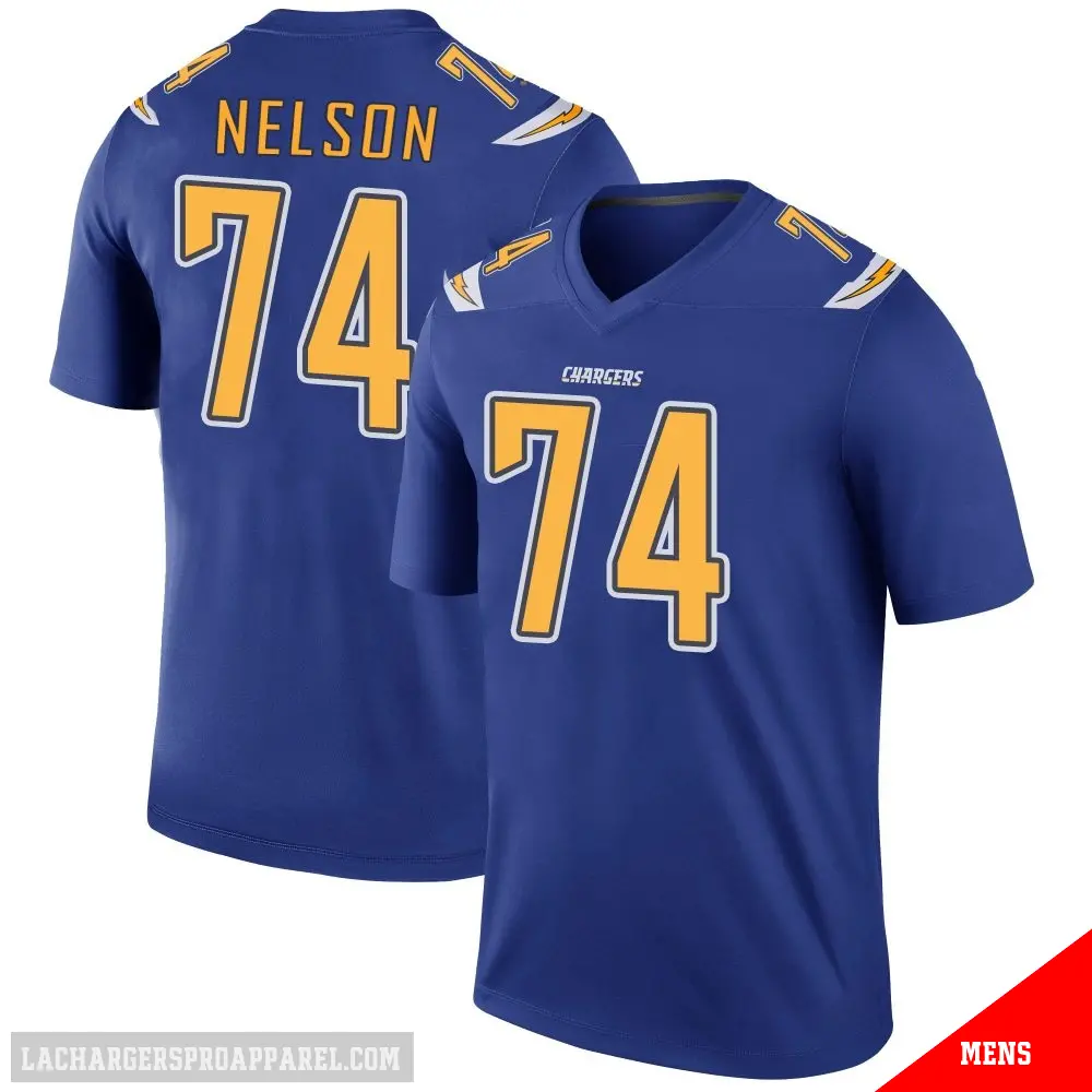 ＃74 Men's Ryan Nelson Royal Legend Los Angeles Chargers Color Rush Jersey