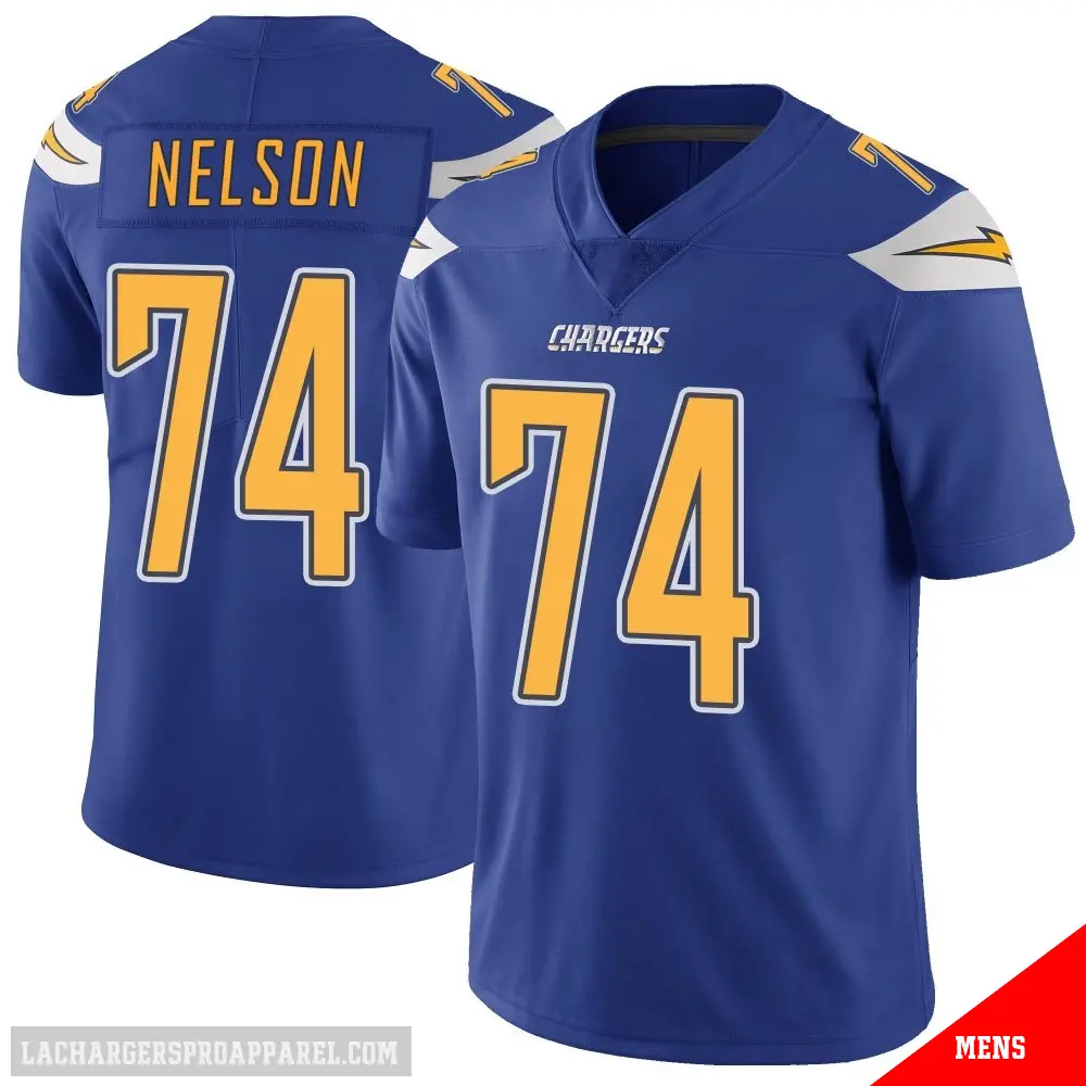 ＃74 Men's Ryan Nelson Royal Limited Los Angeles Chargers Color Rush Vapor Untouchable Jersey