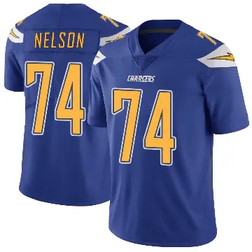 ＃74 Men's Ryan Nelson Royal Limited Los Angeles Chargers Color Rush Vapor Untouchable Jersey
