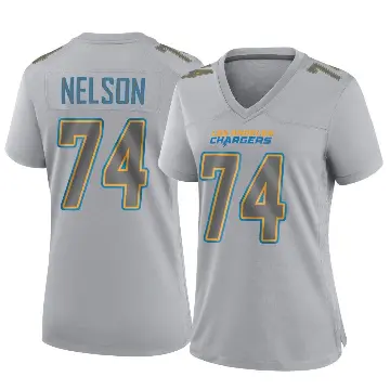 ＃74 Women's Ryan Nelson Gray Game Los Angeles Chargers Atmosphere Fashion Jersey