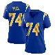 ＃74 Women's Ryan Nelson Royal Game Los Angeles Chargers 2nd Alternate Jersey
