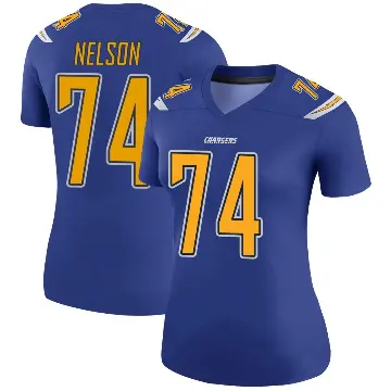 ＃74 Women's Ryan Nelson Royal Legend Los Angeles Chargers Color Rush Jersey