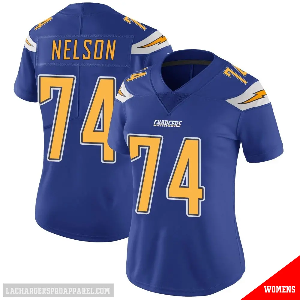 ＃74 Women's Ryan Nelson Royal Limited Los Angeles Chargers Color Rush Vapor Untouchable Jersey