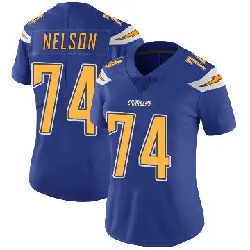 ＃74 Women's Ryan Nelson Royal Limited Los Angeles Chargers Color Rush Vapor Untouchable Jersey