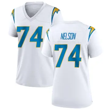 ＃74 Women's Ryan Nelson White Game Los Angeles Chargers Jersey