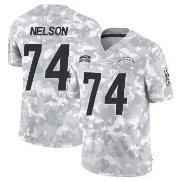 ＃74 Youth Ryan Nelson Arctic Camo Limited Los Angeles Chargers 2024 Salute to Service Jersey