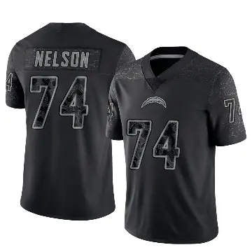 ＃74 Youth Ryan Nelson Black Limited Los Angeles Chargers Reflective Jersey