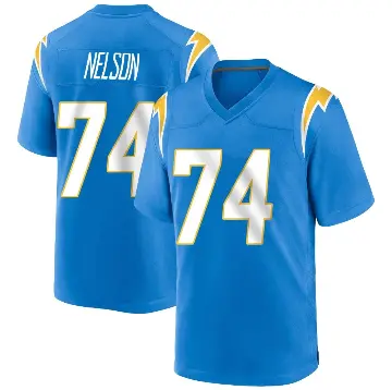 ＃74 Youth Ryan Nelson Blue Game Los Angeles Chargers Powder Alternate Jersey