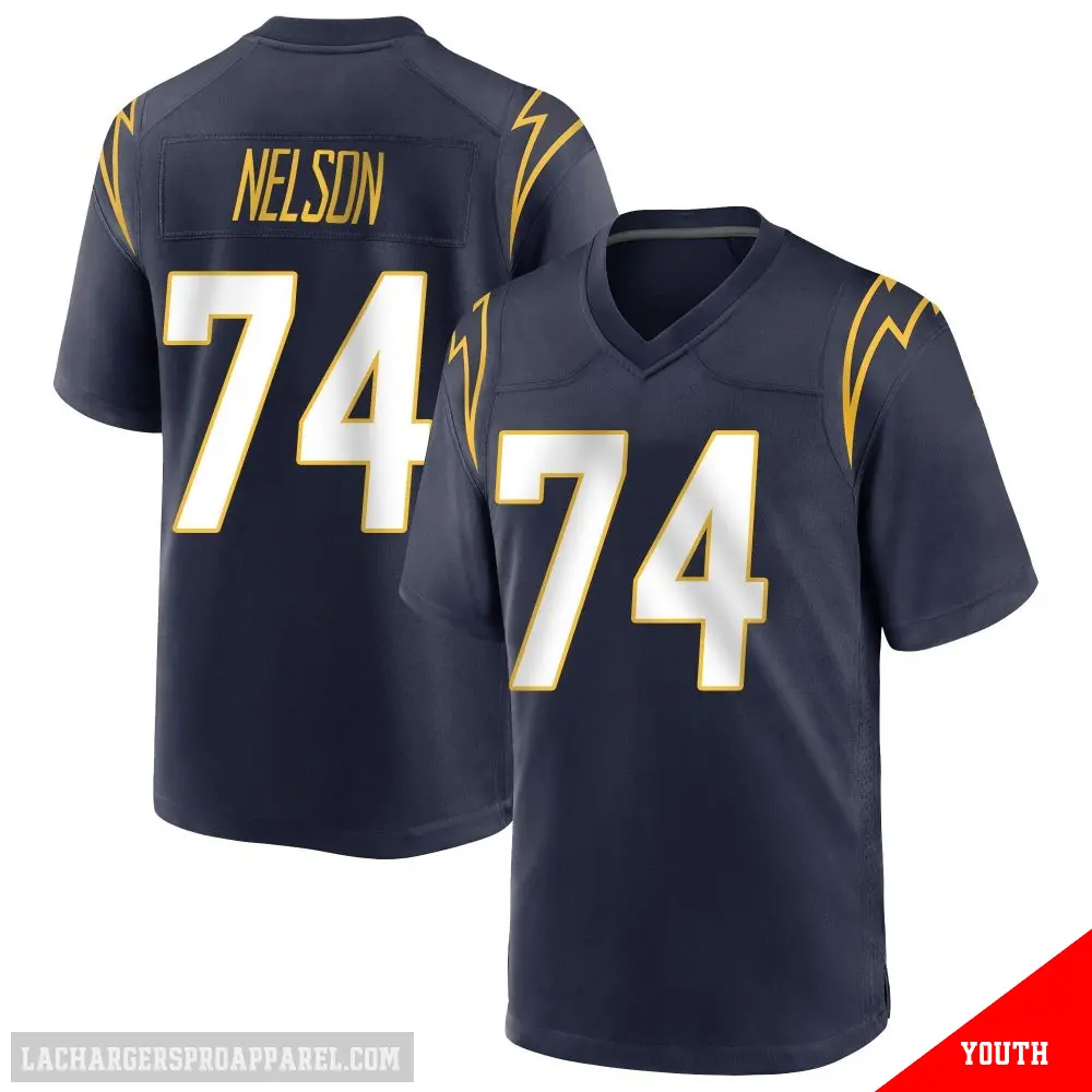 ＃74 Youth Ryan Nelson Navy Game Los Angeles Chargers Team Color Jersey