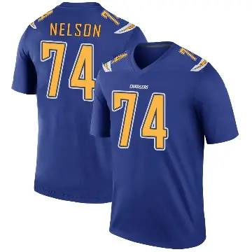 ＃74 Youth Ryan Nelson Royal Legend Los Angeles Chargers Color Rush Jersey